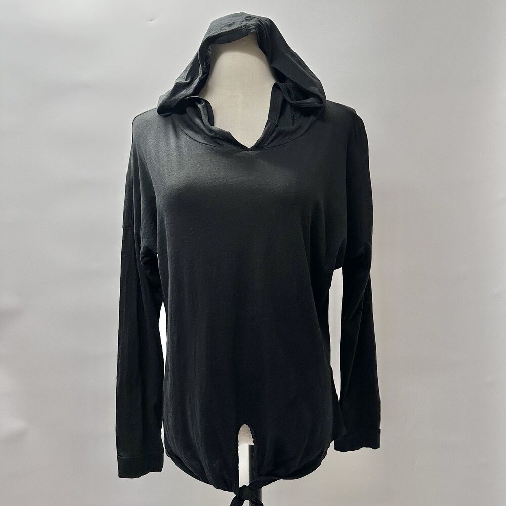 Beyond Yoga All About It Tied Hoodie Small Black Shirt Pima Cotton Lightweight